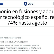 El patrimonio en fusiones y adquisiciones del sector tecnolgico espaol repunta un 74% hasta agosto